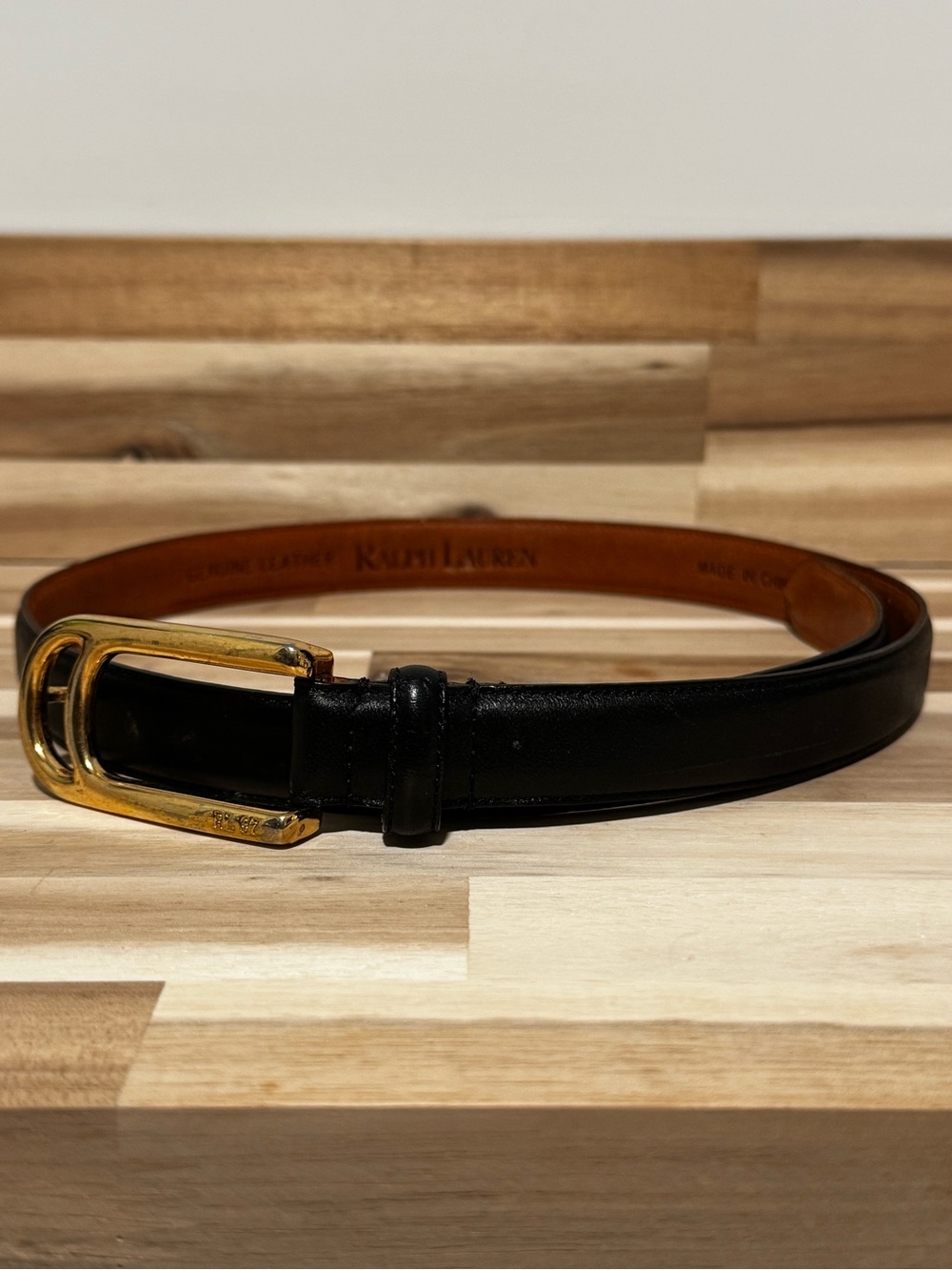 Ralph Lauren | Black Genuine Leather Belt w/ Gold-Tone Buckle | M
